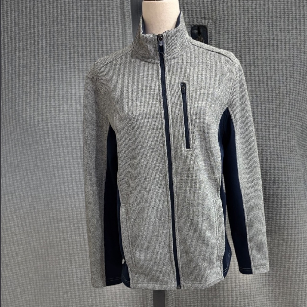 Izod Men's Gray and Navy Advantage Performance Zip-Up Jacket~UNISEX size Small